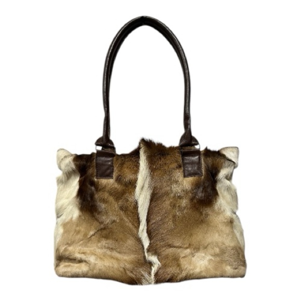 African Springbok Antelope Fur Leather Tote Bag Earthy Western Boho AM-WA OOAK